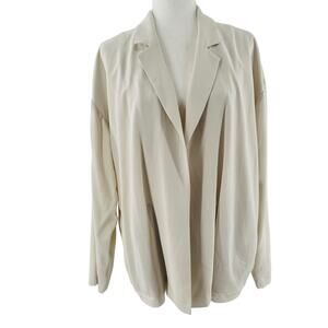 Eileen Fisher Cream Lightweight Slinky Soft Minimalist Open Front Blazer XL